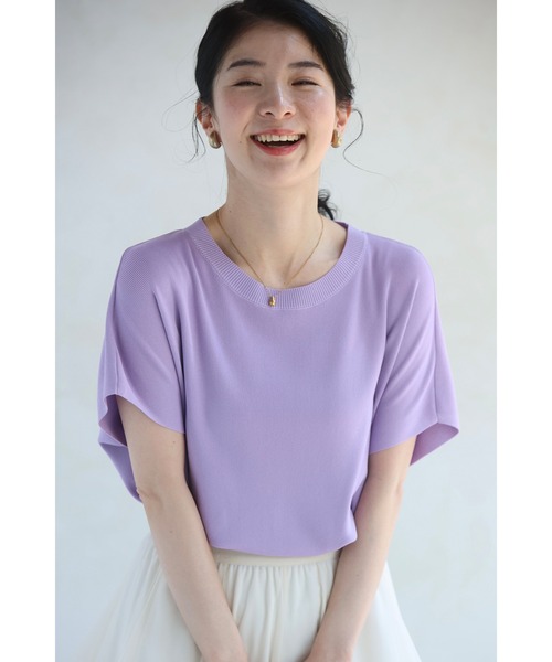 cawaii(カワイイ)の「パステルカラーのベーシックニットカットソートップス(ニット/セーター・レディース・ラベンダー・FREE)」の1枚目の写真