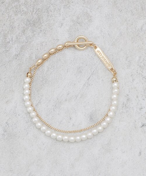 OPAQUE.CLIP(オペークドットクリップ)の「フェイクパール×チェーン2連ブレスレット(ブレスレット・レディース・ゴールド/シルバー・00)」の4枚目の写真