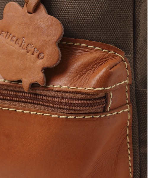 zucchero（ズッケロ）の「zucchero キャンバスxカウレザー リュック（バックパック/リュック・レディース・ブラウン/ネイビー/カーキ・FREE）」の8枚目の写真