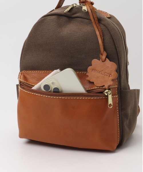 zucchero（ズッケロ）の「zucchero キャンバスxカウレザー リュック（バックパック/リュック・レディース・ブラウン/ネイビー/カーキ・FREE）」の14枚目の写真