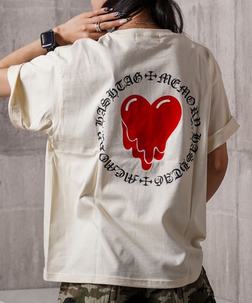 #MEMORY(メモリー)の「【MEMORY】ドリップハート 半袖 Tシャツ / Drip Heart Short Sleeve Tee(Tシャツ/カットソー・メンズ・ブラック/アイボリー/ホワイト・M/L/XL)」の1枚目の写真