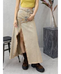 EVRIS | フリンジスリットロングデニムスカート(デニムスカート)