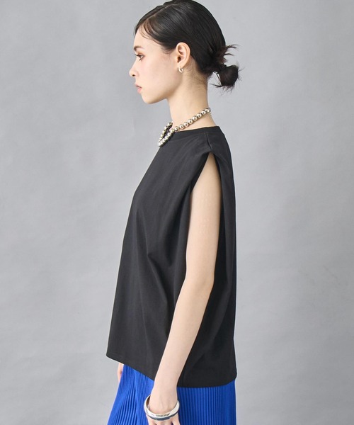 ANAP(アナップ)の「タックショルダー ノースリーブトップス(Tシャツ/カットソー・レディース・ブラック/ホワイト/レッド・FREE)」の4枚目の写真