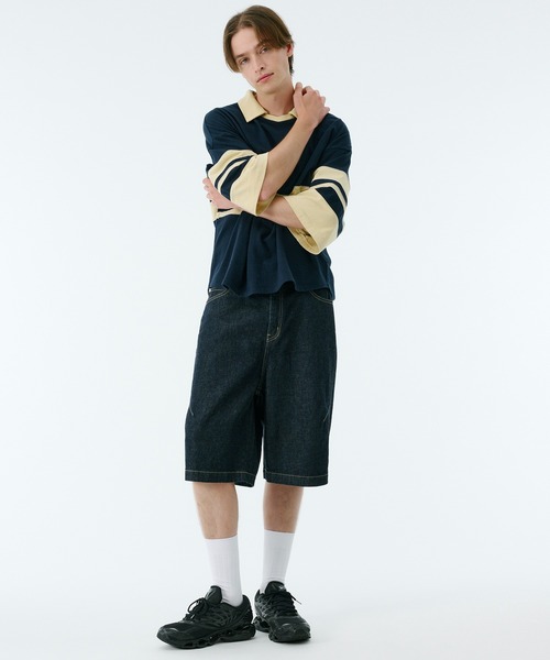 PUBLIC TOKYO(パブリックトウキョウ)の「リラックスボーダーポロTEE(Tシャツ/カットソー・メンズ・ブルー/ダークネイビー・2/1)」の15枚目の写真