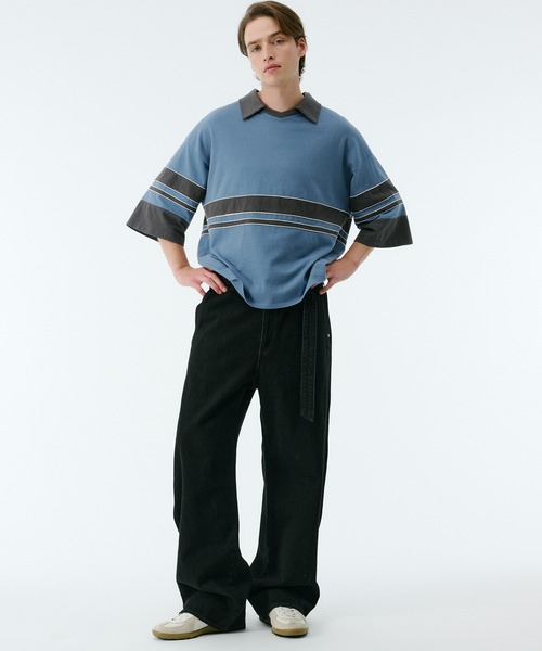 PUBLIC TOKYO(パブリックトウキョウ)の「リラックスボーダーポロTEE(Tシャツ/カットソー・メンズ・ブルー/ダークネイビー・2/1)」の17枚目の写真