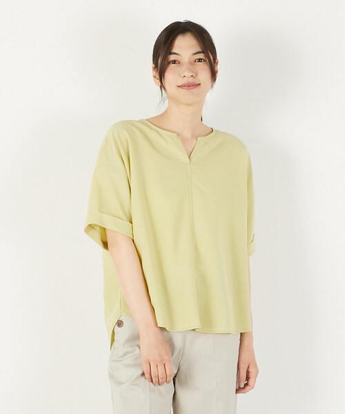 MELROSE claire(メルローズ クレール)の「【ドライジョーゼットスキッパーブラウス】(シャツ/ブラウス・レディース・ライトブルー/オフホワイト/レモンイエロー/チャコールグレー・FREE)」の4枚目の写真
