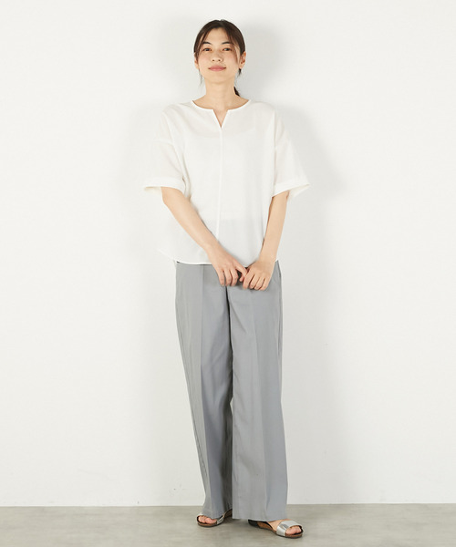MELROSE claire(メルローズ クレール)の「【ドライジョーゼットスキッパーブラウス】(シャツ/ブラウス・レディース・ライトブルー/オフホワイト/レモンイエロー/チャコールグレー・FREE)」の5枚目の写真