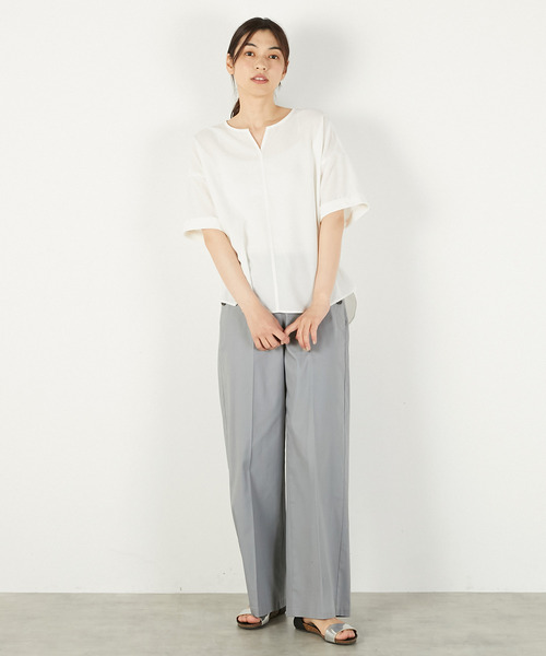 MELROSE claire(メルローズ クレール)の「【ドライジョーゼットスキッパーブラウス】(シャツ/ブラウス・レディース・ライトブルー/オフホワイト/レモンイエロー/チャコールグレー・FREE)」の10枚目の写真
