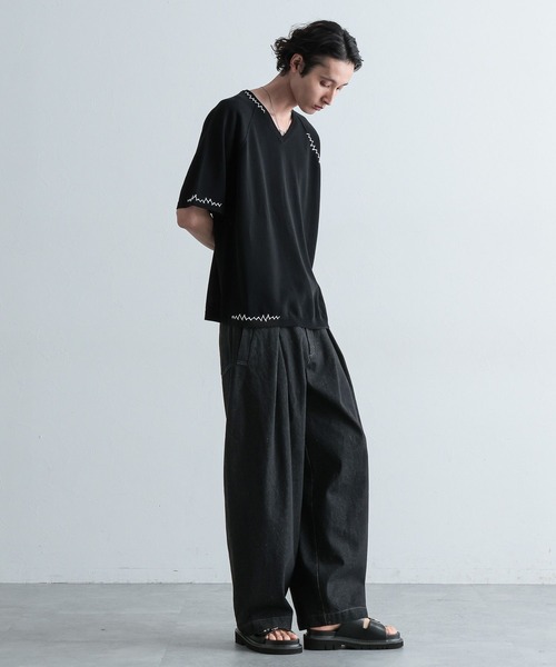 HARE（ハレ）の「ボックスタックワイドデニムパンツ(HARE)（デニムパンツ・メンズ・ブラック/ネイビー・SMALL/MEDIUM）」の19枚目の写真