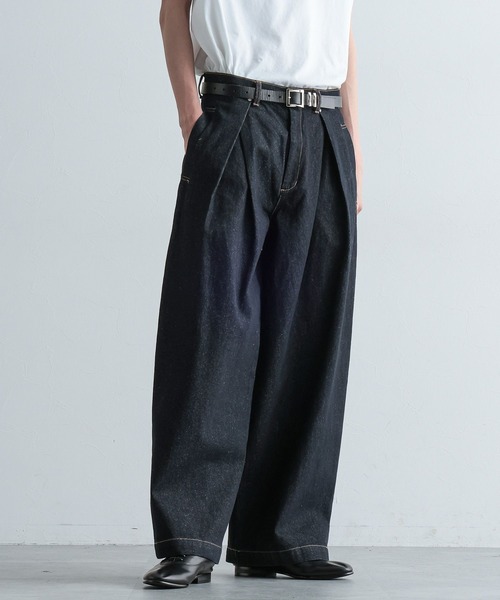 HARE（ハレ）の「ボックスタックワイドデニムパンツ(HARE)（デニムパンツ・メンズ・ブラック/ネイビー・SMALL/MEDIUM）」の3枚目の写真