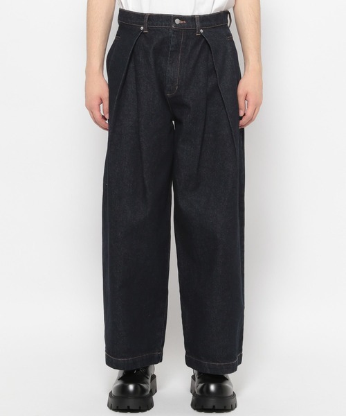 HARE（ハレ）の「ボックスタックワイドデニムパンツ(HARE)（デニムパンツ・メンズ・ブラック/ネイビー・SMALL/MEDIUM）」の4枚目の写真