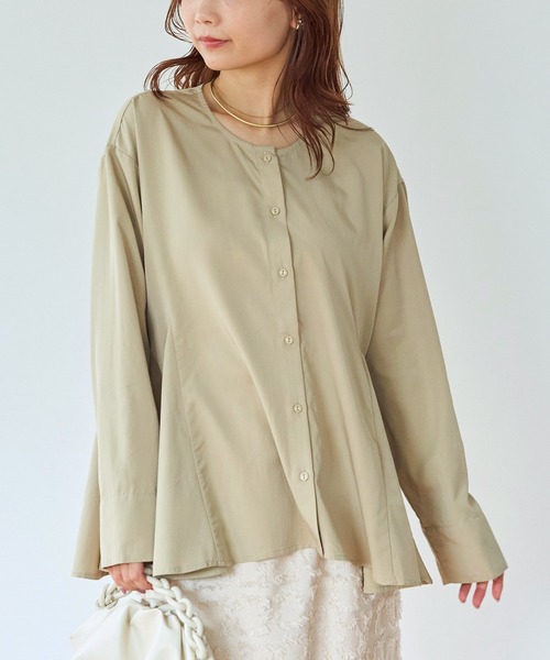 LAVEANGE（ラビアンジェ）の「【好機能シリーズ】抗菌/防臭 ペプラムフレアブラウス（シャツ/ブラウス・レディース・ブラック/ベージュ・5L/4L/3L/LL/M）」の14枚目の写真