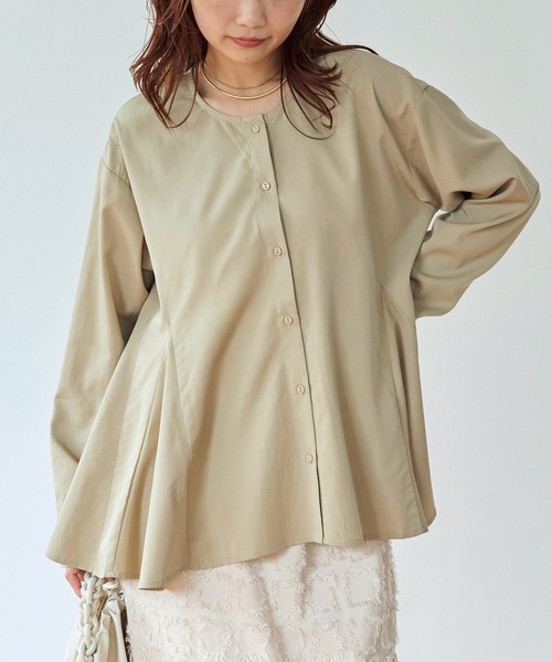 LAVEANGE（ラビアンジェ）の「【好機能シリーズ】抗菌/防臭 ペプラムフレアブラウス（シャツ/ブラウス・レディース・ブラック/ベージュ・5L/4L/3L/LL/M）」の15枚目の写真