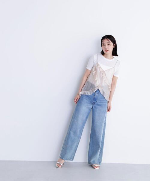 NATURAL BEAUTY BASIC（ナチュラルビューティーベーシック）の「◇【BLANC】シアーフリルキャミソール（キャミソール・レディース・ピンク/ベージュ・FREE）」の5枚目の写真