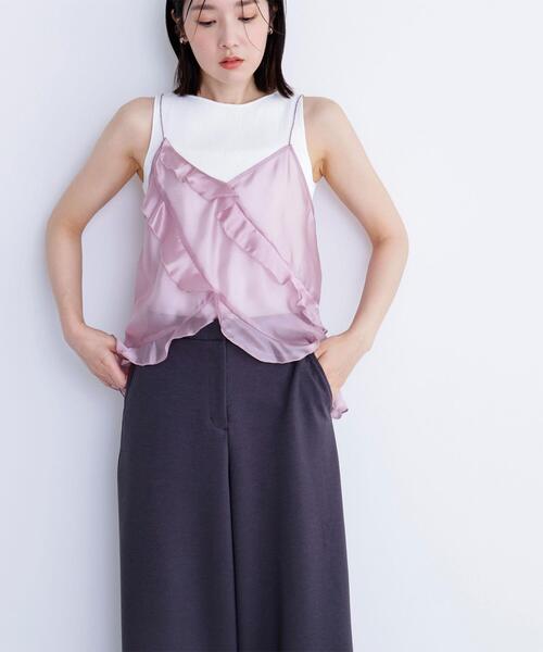 NATURAL BEAUTY BASIC（ナチュラルビューティーベーシック）の「◇【BLANC】シアーフリルキャミソール（キャミソール・レディース・ピンク/ベージュ・FREE）」の20枚目の写真
