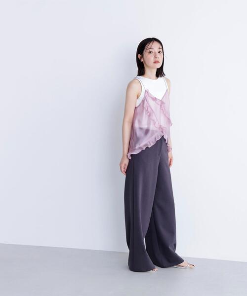 NATURAL BEAUTY BASIC（ナチュラルビューティーベーシック）の「◇【BLANC】シアーフリルキャミソール（キャミソール・レディース・ピンク/ベージュ・FREE）」の21枚目の写真