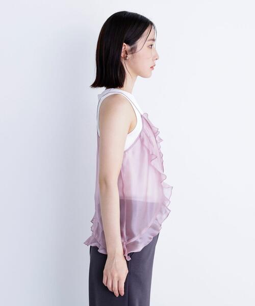 NATURAL BEAUTY BASIC（ナチュラルビューティーベーシック）の「◇【BLANC】シアーフリルキャミソール（キャミソール・レディース・ピンク/ベージュ・FREE）」の22枚目の写真