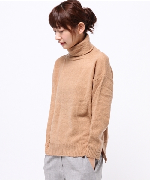 koe(コエ)の「タートルリラックスニットプルオーバー(ニット/セーター・レディース・LT.Gray/ワインレッド/キャメル/アイボリー/ライトブルー/ネイビー・MEDIUM/SMALL/LARGE)」の4枚目の写真