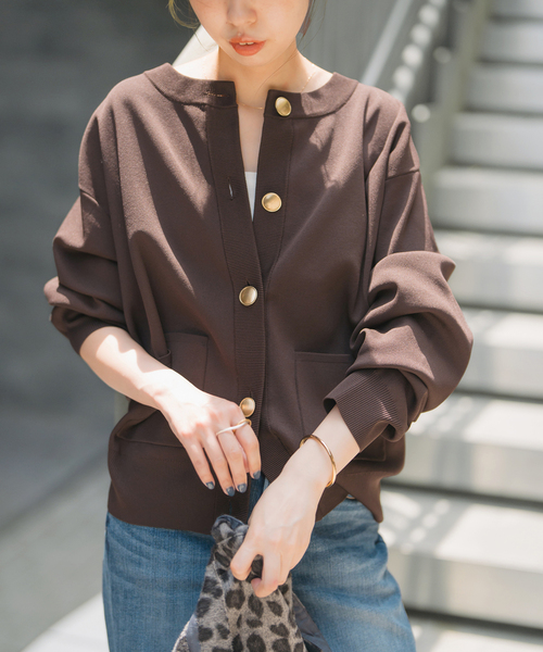 スピックアンドスパン☆ウォッシャブルクルーネックカーディガン Spick & Span｜《WEB限定追加予約》ウォッシャブルクルーネック
