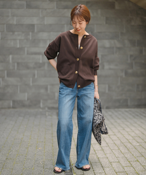 Spick & Span（スピックアンドスパン）の「《WEB限定 / 追加》ウォッシャブルクルーネックカーディガン（カーディガン/ボレロ・レディース・ブラック/ブラウン/ベージュ・FREE）」の8枚目の写真