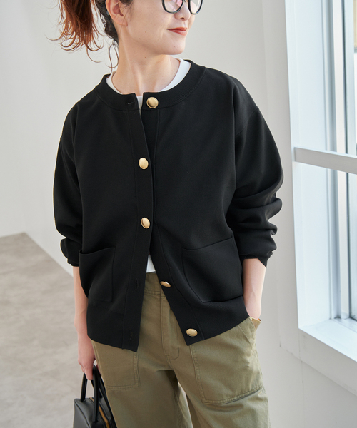 ポムポムSpick & Span 2wayネイビー カーディガン オーバー Spick & Span（スピックアンドスパン）の「ICECOTTON 2way