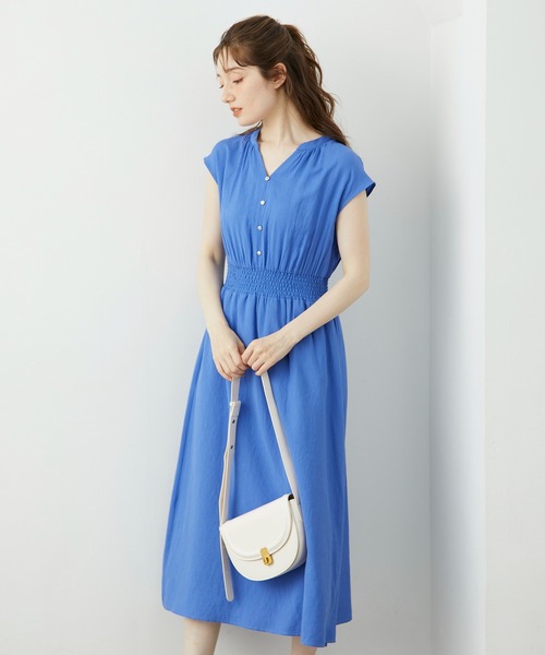 12Twelve Agenda（トゥエルブ　アジェンダ）の「リネンライクウエストシャーリングフレアワンピース（ワンピース・レディース・グリーン/チャコールグレー/ブルー・M）」の13枚目の写真