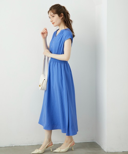 12Twelve Agenda（トゥエルブ　アジェンダ）の「リネンライクウエストシャーリングフレアワンピース（ワンピース・レディース・グリーン/チャコールグレー/ブルー・M）」の12枚目の写真