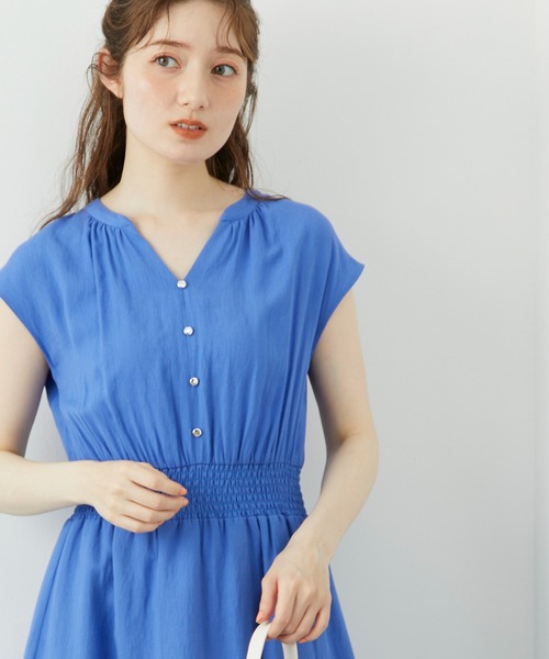 12Twelve Agenda（トゥエルブ　アジェンダ）の「リネンライクウエストシャーリングフレアワンピース（ワンピース・レディース・グリーン/チャコールグレー/ブルー・M）」の8枚目の写真