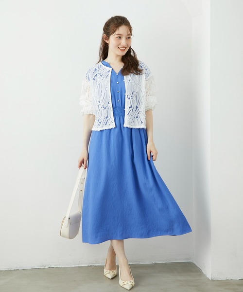 12Twelve Agenda（トゥエルブ　アジェンダ）の「リネンライクウエストシャーリングフレアワンピース（ワンピース・レディース・グリーン/チャコールグレー/ブルー・M）」の5枚目の写真