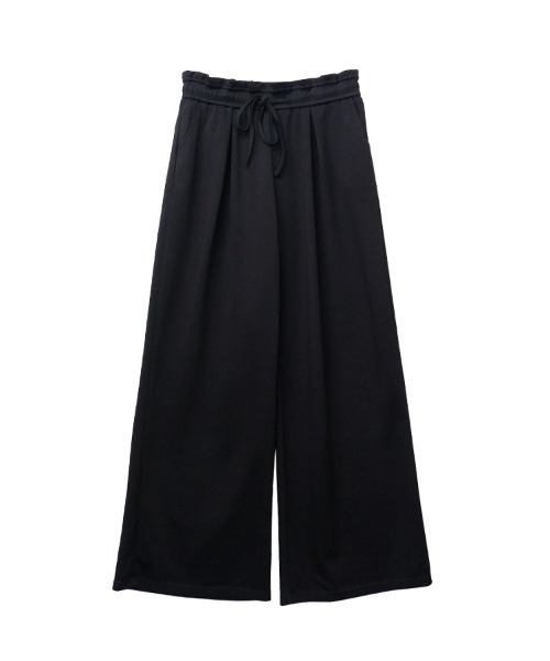 CLOTHY(クロシィ)の「【キレイめ×スウェットstyle☆】ウエストフリルスウェットワイドパンツ(スウェットパンツ・レディース・ブラック/グレー・MEDIUM)」の5枚目の写真