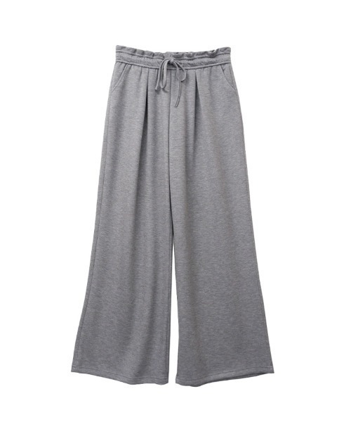 CLOTHY(クロシィ)の「【キレイめ×スウェットstyle☆】ウエストフリルスウェットワイドパンツ(スウェットパンツ・レディース・ブラック/グレー・MEDIUM)」の6枚目の写真