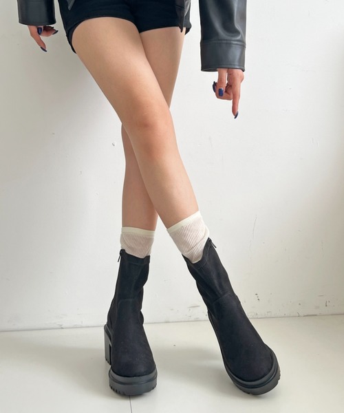 Shoes in Closet(シューズインクローゼット)の「軽量厚底 ヒールアップ フィット ストレッチ ショートブーツ 2643(ブーツ・レディース・ダークブラウン/ブラック/ブラック系8・M/L/S/LL)」の11枚目の写真