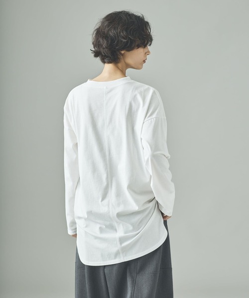 Curensology（カレンソロジー）の「Curensology(カレンソロジー)/シャツテイルロングTシャツ（Tシャツ/カットソー・レディース・ブラック/ホワイト・FREE）」の5枚目の写真