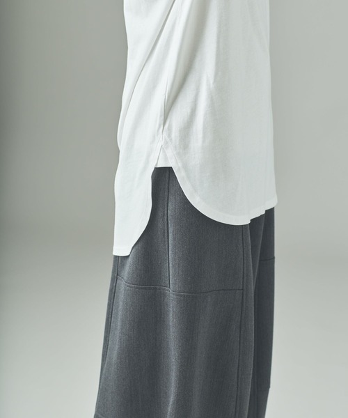 Curensology（カレンソロジー）の「Curensology(カレンソロジー)/シャツテイルロングTシャツ（Tシャツ/カットソー・レディース・ブラック/ホワイト・FREE）」の12枚目の写真