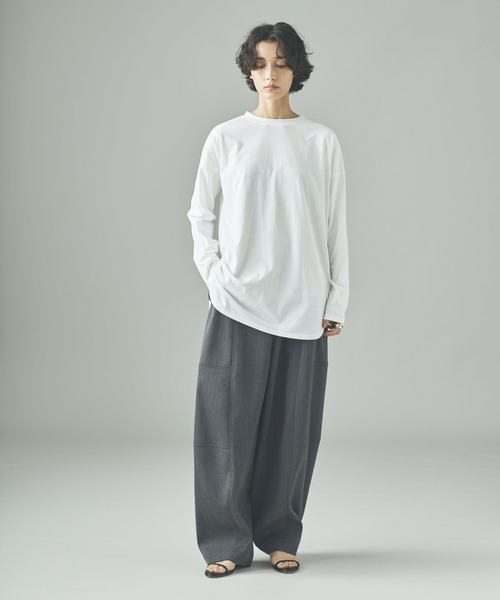 Curensology（カレンソロジー）の「Curensology(カレンソロジー)/シャツテイルロングTシャツ（Tシャツ/カットソー・レディース・ブラック/ホワイト・FREE）」の7枚目の写真