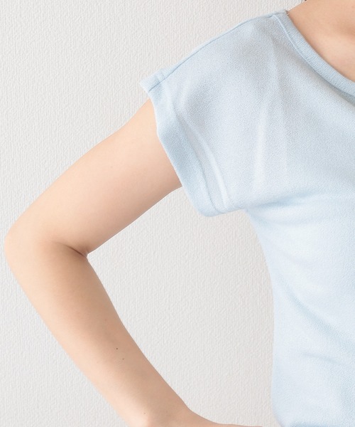 Lace Ladies(レースレディース)の「バックオープン ドロスト ラウンドネック フレンチスリーブ Tシャツ(Tシャツ/カットソー・レディース・ブラック/ブルー/ホワイト・FREE)」の19枚目の写真