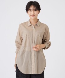 【接触冷感】【ウォッシャブル】シアーボイルロングシャツ