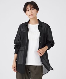 【接触冷感】【ウォッシャブル】シアーボイルロングシャツ