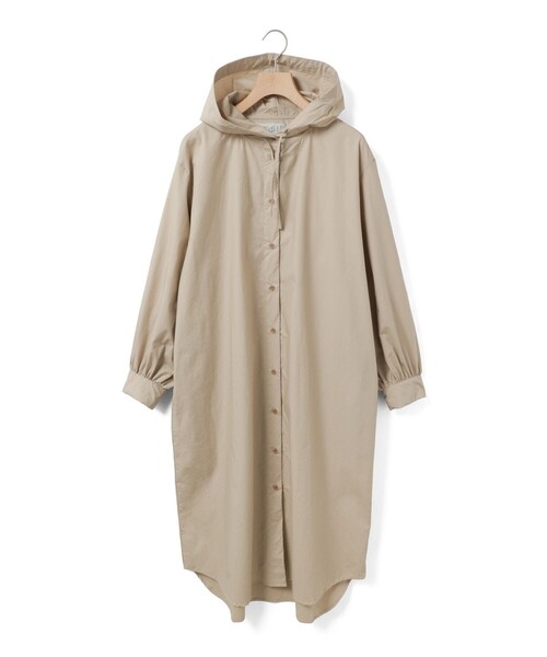 MidiUmi（ミディウミ）の「MidiUmi フード付きシャツワンピース（ワンピース・レディース・チャコールグレー/ベージュ/ブラック・FREE）」の3枚目の写真