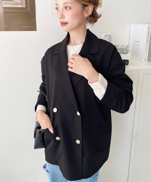 moment+（モーメントプラス）の「マットゴールド釦ダブルテーラード