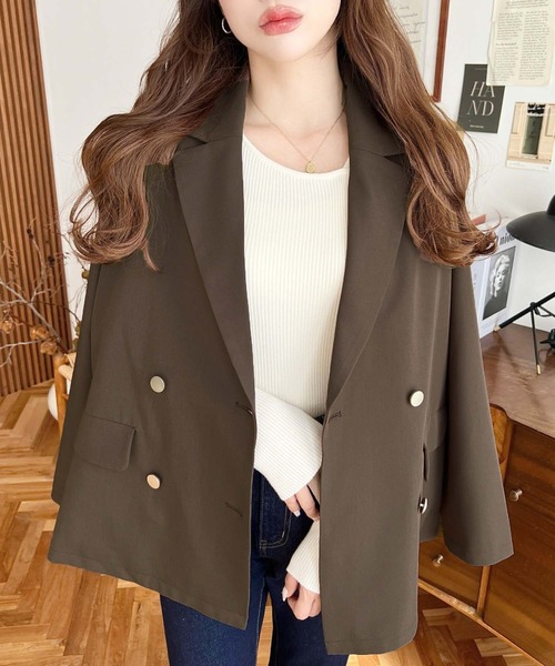 トゥモローランド　テーラードジャケット　ダブル　6釦　金釦　M位　アンコン　茶色 トゥモローランド テーラードジャケット ダブル 6釦 金釦 M位 アンコン