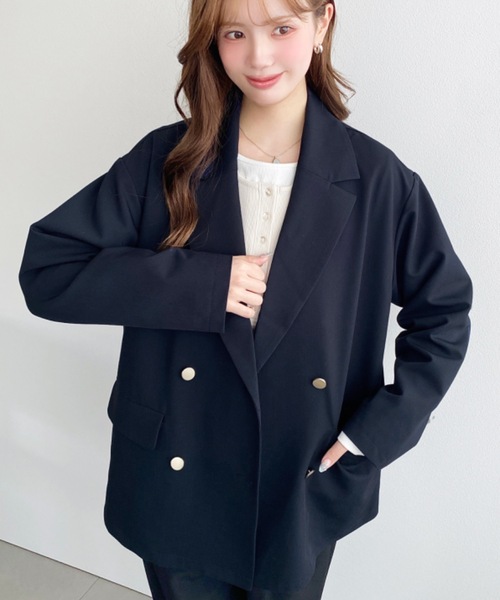 マットゴールド釦ダブルテーラードジャケット（テーラードジャケット