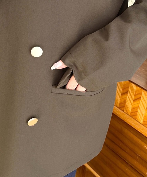 moment+（モーメントプラス）の「マットゴールド釦ダブルテーラードジャケット（テーラードジャケット・レディース・ブラック/ベージュ/ブラウン/ネイビー・M/L）」の21枚目の写真