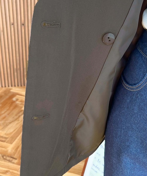 moment+（モーメントプラス）の「マットゴールド釦ダブルテーラードジャケット（テーラードジャケット・レディース・ブラック/ベージュ/ブラウン/ネイビー・M/L）」の22枚目の写真