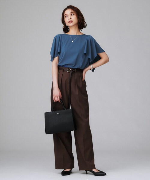 UNTITLED（アンタイトル）の「【きれいめ／接触冷感／日本製】ハンカチスリーブプルオーバー（Tシャツ/カットソー・レディース・チャコールグレー/オフホワイト/ブルー系その他・00/02/04/44/48/50）」の15枚目の写真