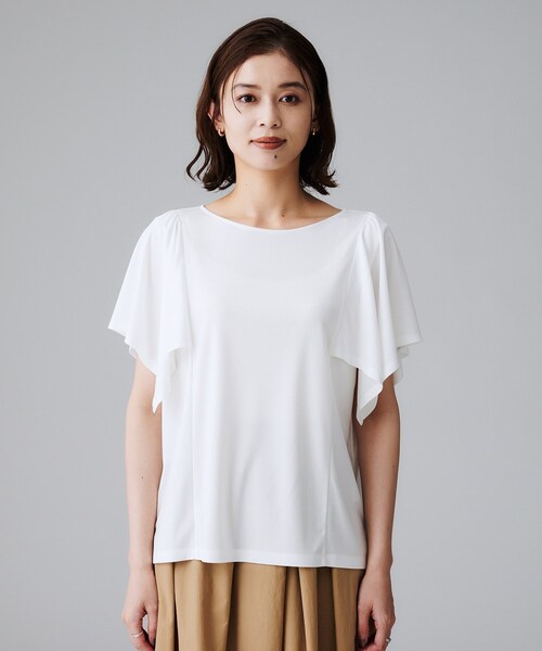 UNTITLED（アンタイトル）の「【きれいめ／接触冷感／日本製】ハンカチスリーブプルオーバー（Tシャツ/カットソー・レディース・チャコールグレー/オフホワイト/ブルー系その他・00/02/04/44/48/50）」の17枚目の写真