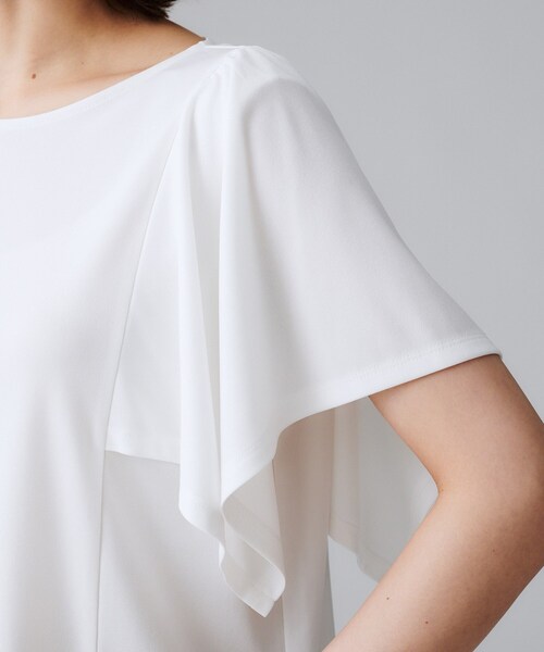 UNTITLED（アンタイトル）の「【きれいめ／接触冷感／日本製】ハンカチスリーブプルオーバー（Tシャツ/カットソー・レディース・チャコールグレー/オフホワイト/ブルー系その他・00/02/04/44/48/50）」の21枚目の写真