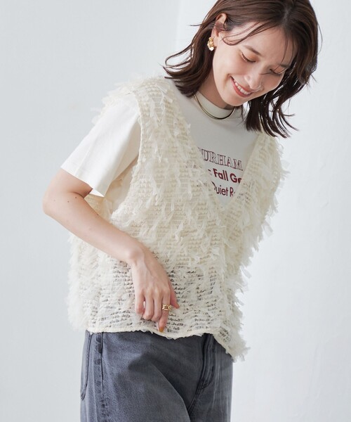 coen（コーエン）の「リボンチュール 2wayベスト（ベスト・レディース・ブラック/オフホワイト・FREE）」の3枚目の写真