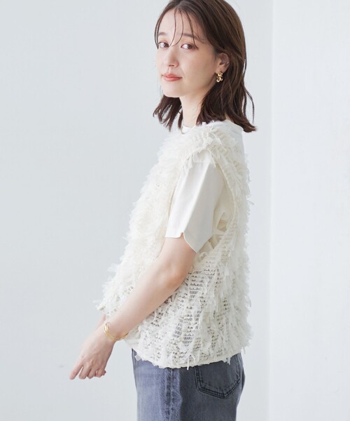 coen（コーエン）の「リボンチュール 2wayベスト（ベスト・レディース・ブラック/オフホワイト・FREE）」の4枚目の写真