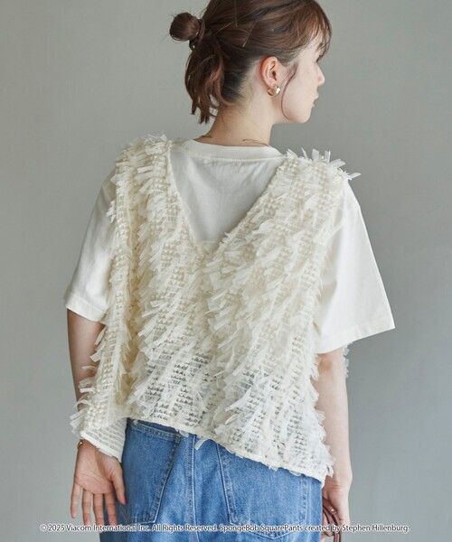 coen（コーエン）の「リボンチュール 2wayベスト（ベスト・レディース・ブラック/オフホワイト・FREE）」の10枚目の写真